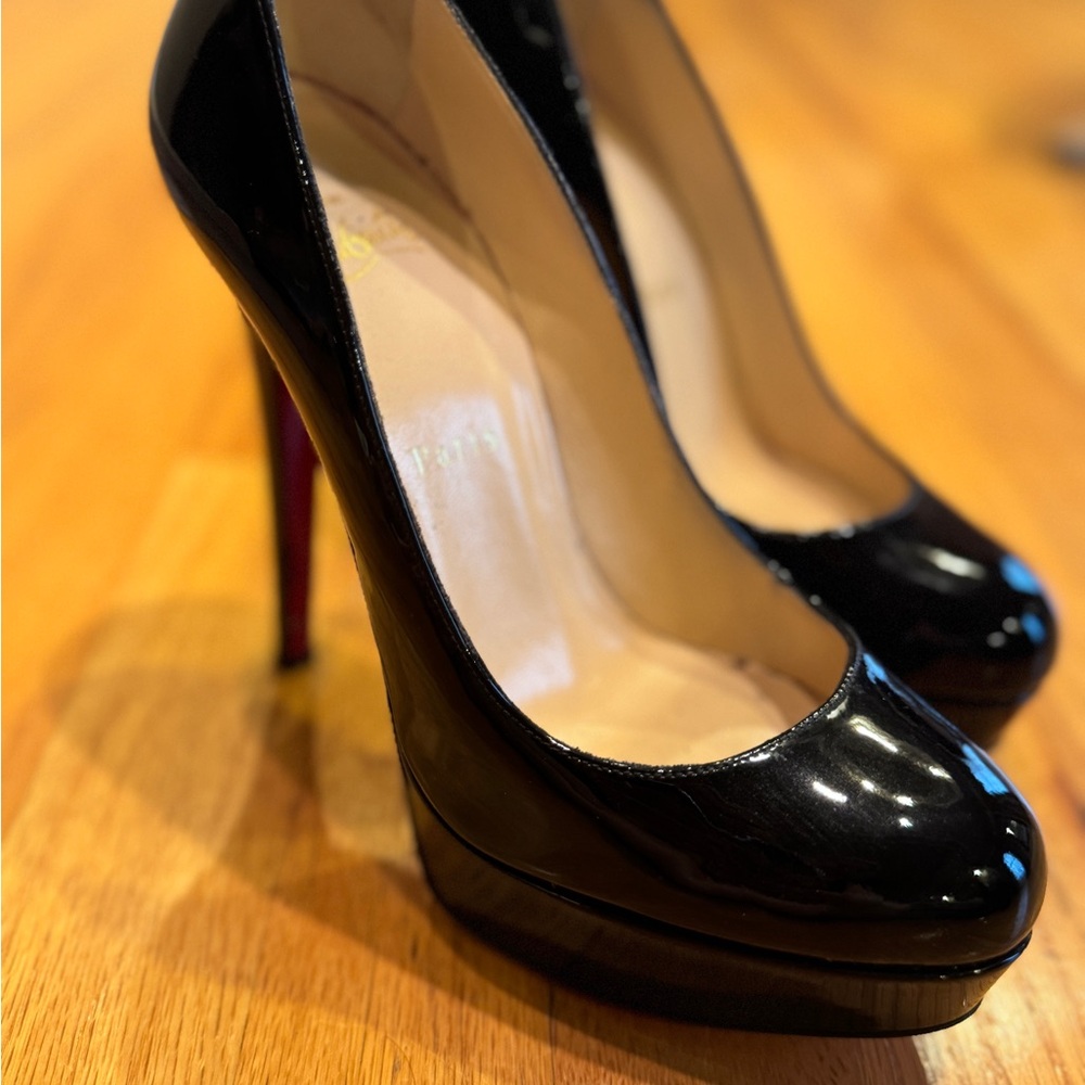 Christian Louboutin Bianca Platform Black Leather Heels